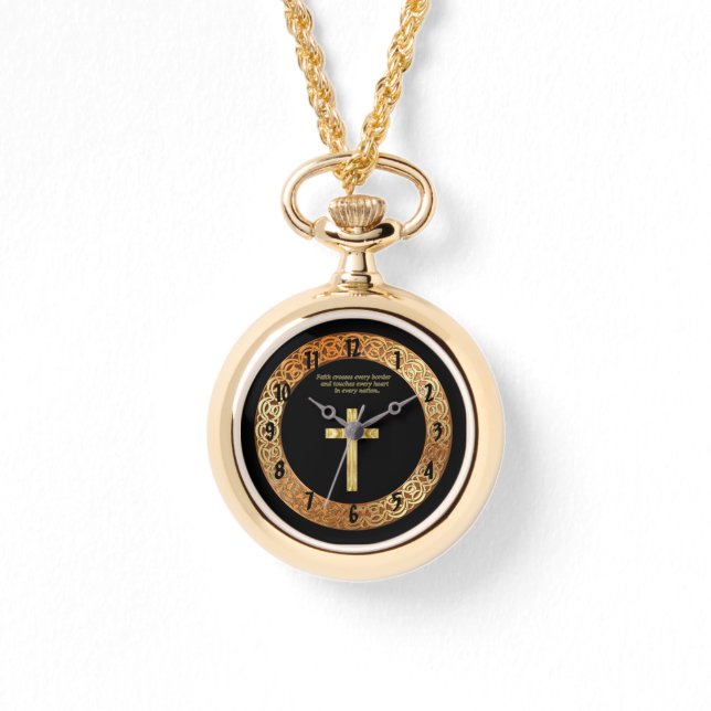Montre Gold Christian Faith croise avec un dicton drôle (Recto)