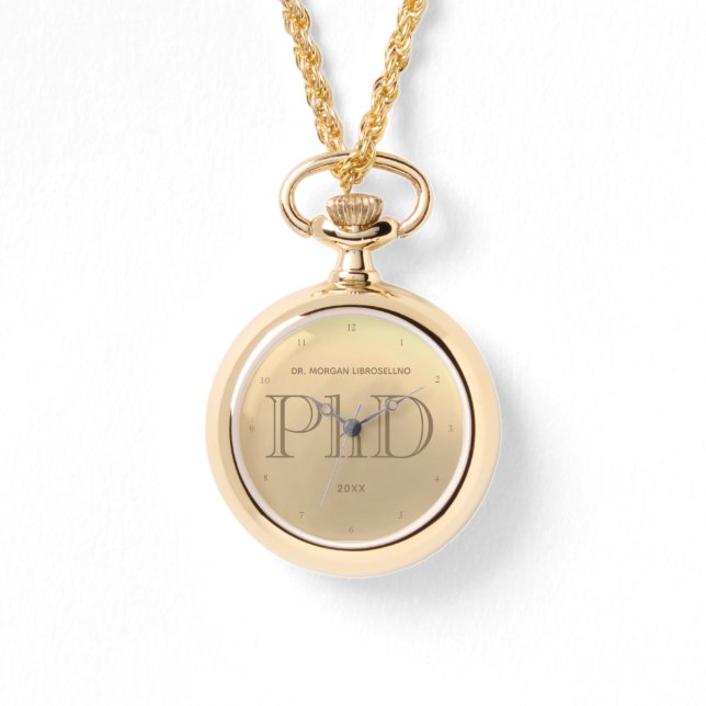 Montre Gold Grad Name PhD Graduation Watch (Recto)