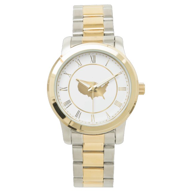 Montre Gold USA Map with Roman Numerals (devant)