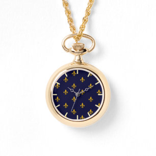 Montre Golden Fleur de Lis sur Navy Blue