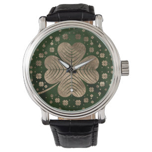 Montre Golden Irish Shamrock four-leaf clover