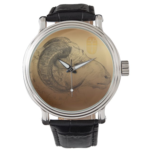 Montre Golden Ram Année chinoise Astrologie Zodiac Watch (devant)