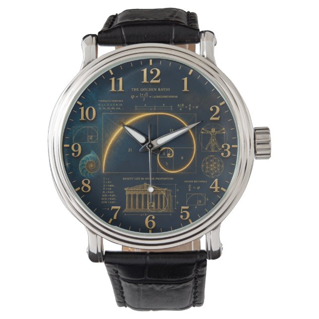 Montre Golden Ratio Fibonacci Spiral Mathematics (devant)