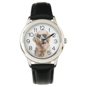 Montre Golden Retriever avec lunettes de soleil