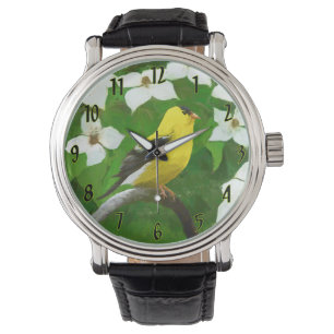 Montre Goldfinch américain en peinture d'hiver - Oiseau s