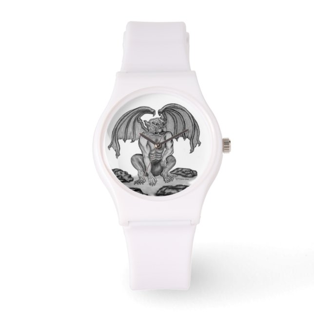 Montre Golem Gargoyle, design noir et blanc (Recto)