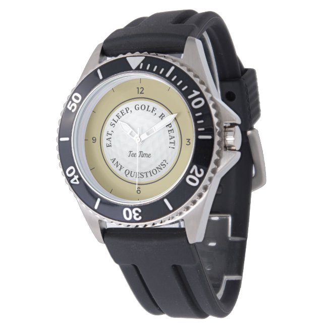 Montre Golf Ball Sports Golf Quote Or Noir (Incliné)