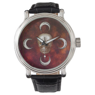 Montre Goth Crâne et lune céleste