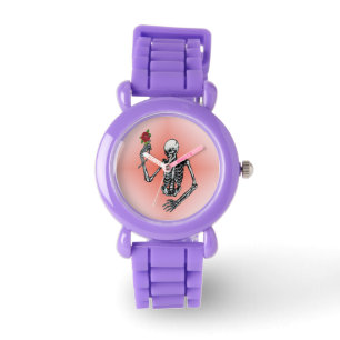 Montre Gothic Skeleton Single Red Rose