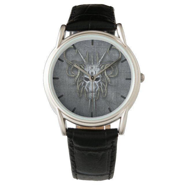 Montre Gothique Cyborg Crâne personnalisé (devant)