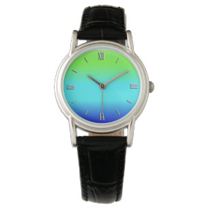 Montre Gradient vert, de bleu et de turquoise