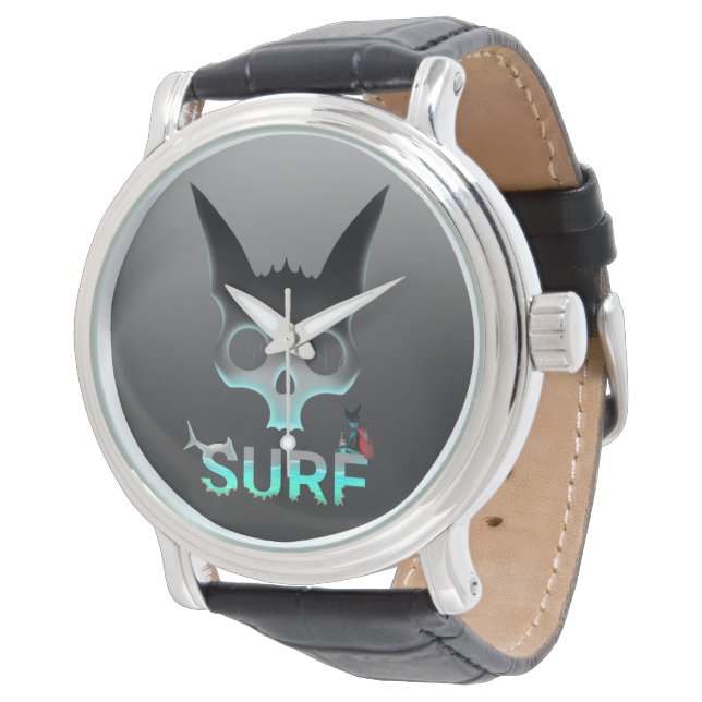 Montre Graffiti Surf crâne chat (Incliné)