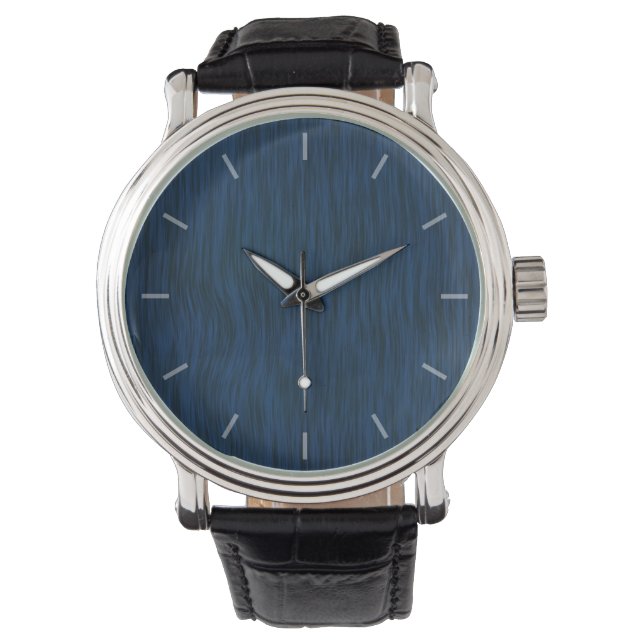 Montre Grains de bois brut apparence Arrière - plan Bleu  (devant)