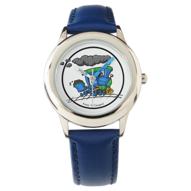 Montre grand logo bleu avec anneau bleu Minute (devant)