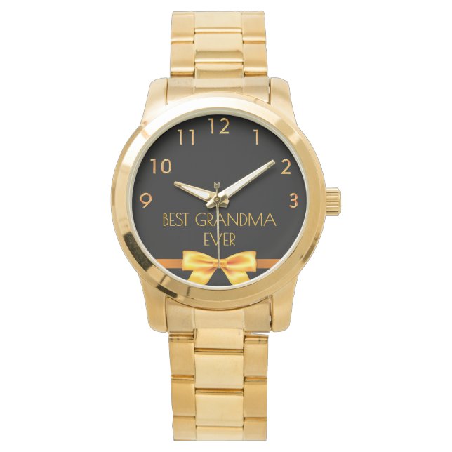 Montre Grand-mère meilleure grand-mère jamais d'or noir (devant)