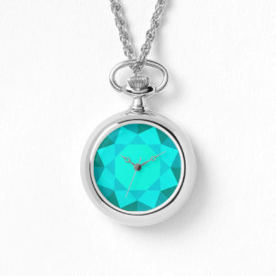 Montre Grande perle en faux aquamarine