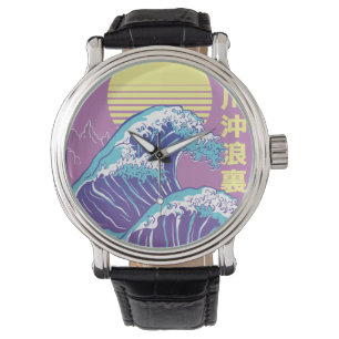 Montre Grande vague de vaporwave Kanagawa