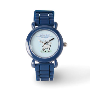 Montre Grandson Baptême Blue Boy Lamb Personnalisé