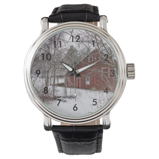 Montre Grange Rouge Dans La Neige (devant)