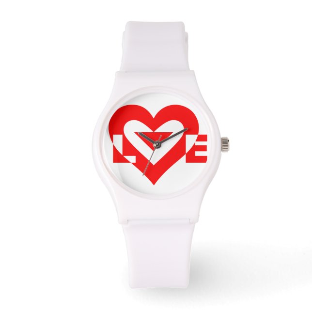 Montre Graphique d'amour cool, Rouge (Recto)
