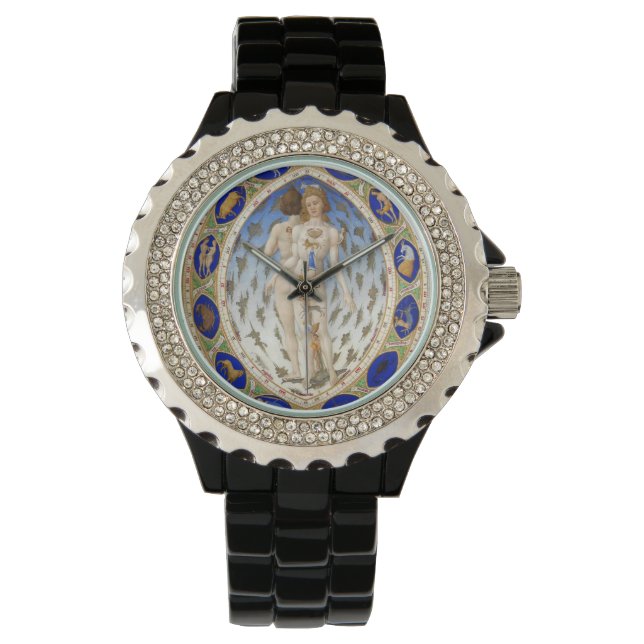 MONTRE GRAPHIQUE D'ASTROLOGIE ANTIQUE ET SIGNES ZODIAQUES (devant)