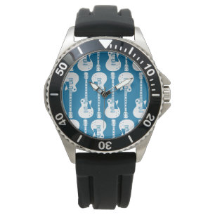 Montre Graphique de guitares électriques en blanc
