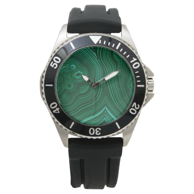 Montre Green gemstone malachite natural stone design (devant)