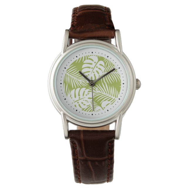 Montre Green Palm Feuille Rainforest Motif (devant)