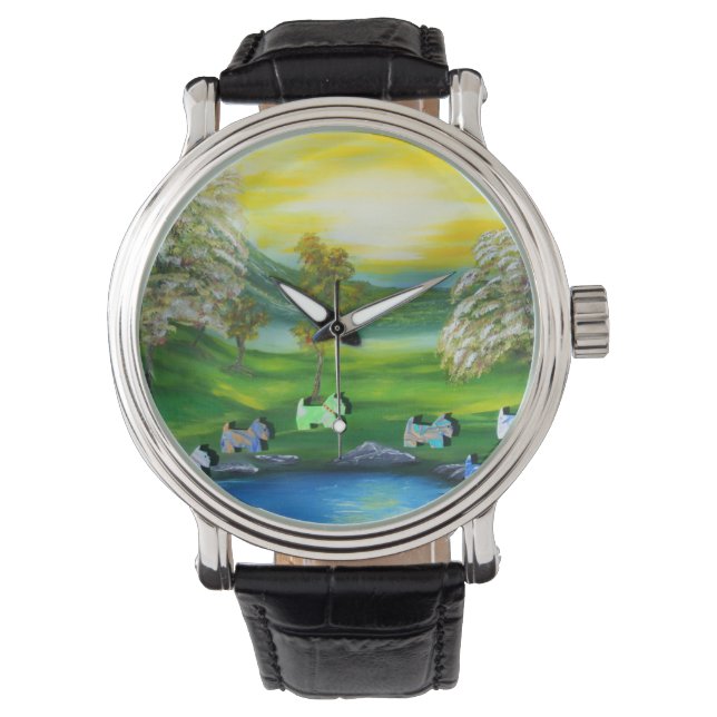 Montre Green Venus Scotties à l'étang (devant)
