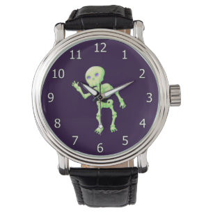 Montre Green Yellow Cute Skeleton Waving Art