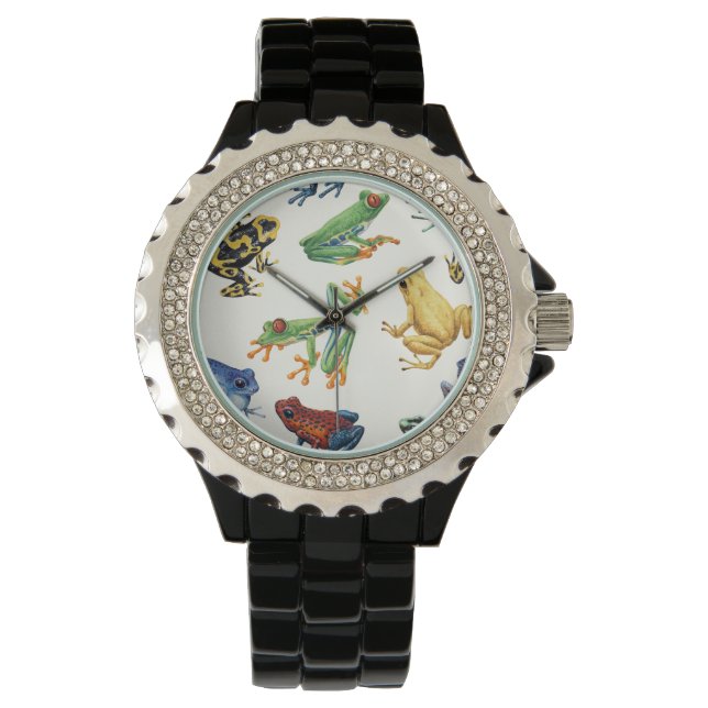Montre Grenouilles sur blanc naturel (devant)