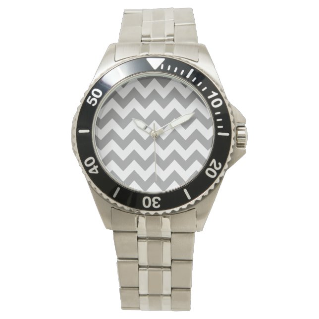 Montre Gris Bold Chevron avec monogramme (devant)