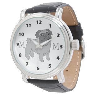 Montre Gris Carlin Chien Design Monogramme