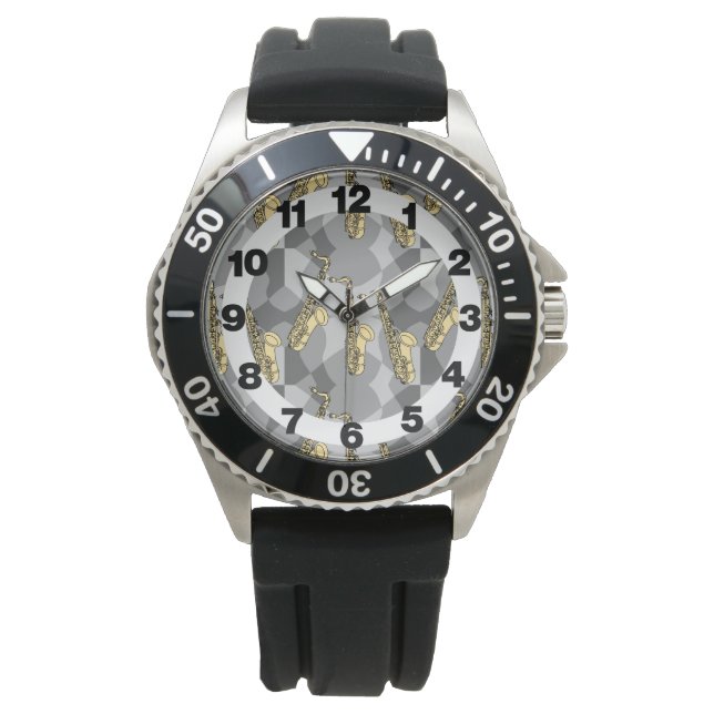 Montre Gris saxophones croquants (devant)