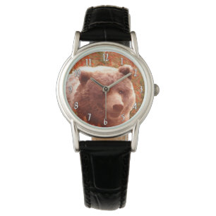 Montre Grizzly Bear Cub dans Fireweed Peinture Art de la