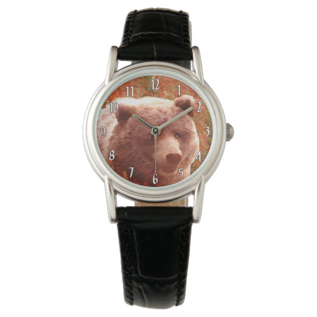 Montre Grizzly Bear Cub dans Fireweed Peinture Art de la  (devant)