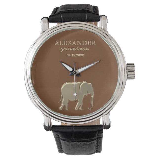Montre Groomsman d'or Monogramme moderne (devant)