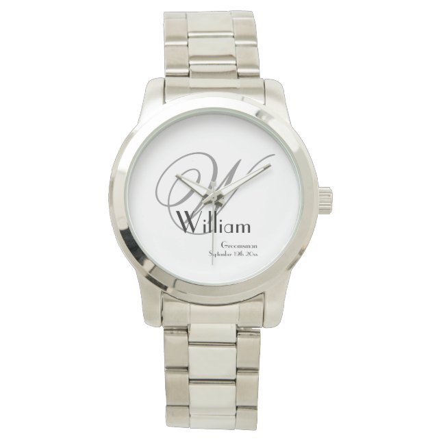 Montre Groomsman Mariage Cool Cadeau Monogramme Classique (devant)