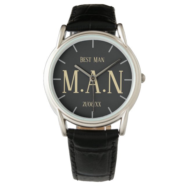 Montre Groomsman Meilleur Homme Père Mariée Groom Monogra (devant)
