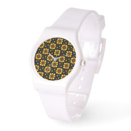 Montre Groovy 70s Daisy Flower Power Pattern