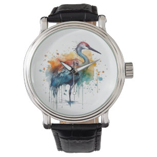 Montre Grue colorée debout dans l'eau