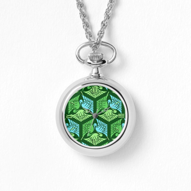 Montre Grues japonaises, Jade Green et Bleu clair (Recto)
