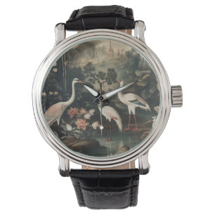 Montre grues vintages et palais sous les tropiques