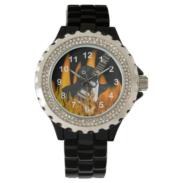 Montre Guitare à flamme cool numérotée (devant)