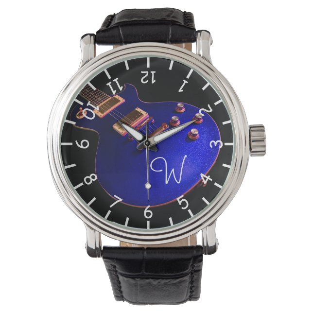 Montre Guitare Cool Blue Sparkle Electric Rock (devant)