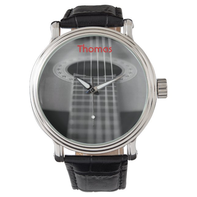 Montre Guitare noire et blanche (devant)