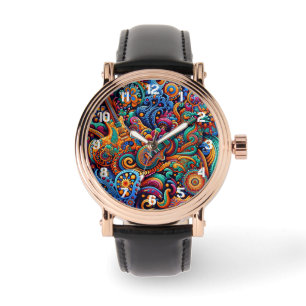 Montre Guitares en mandala style batik