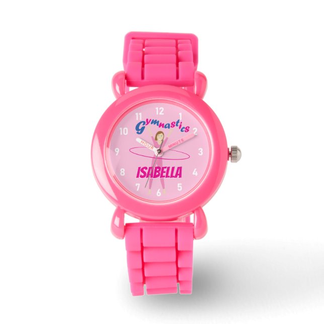 Montre Gymnastique Pink hula hoop girl Nom personnalisé (Recto)