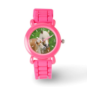 Montre Haflinger Horses Joli Foal Kiss maman / plaque à c