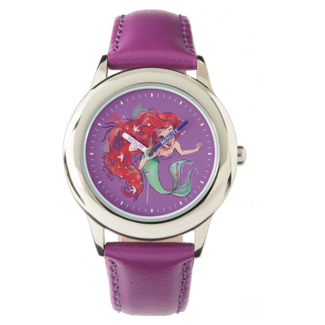 Montre Hair Princesse Ariel aquarelle décorée (devant)